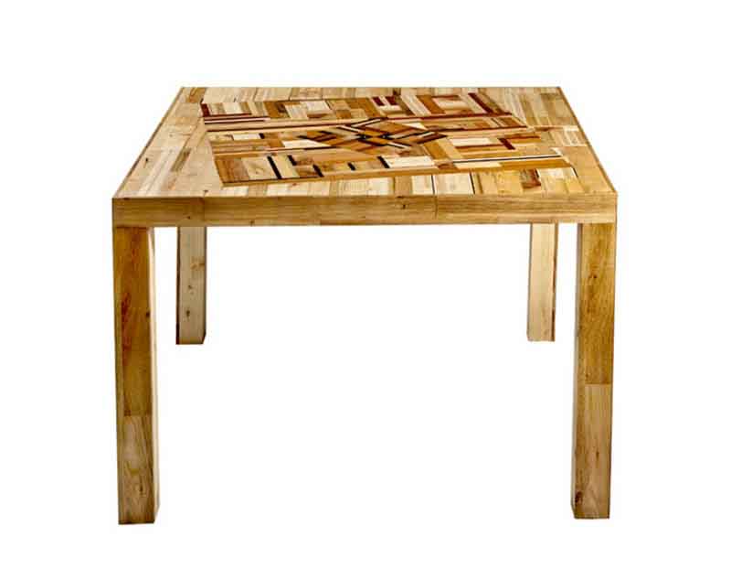 tavolo con mosaico legno recuperato